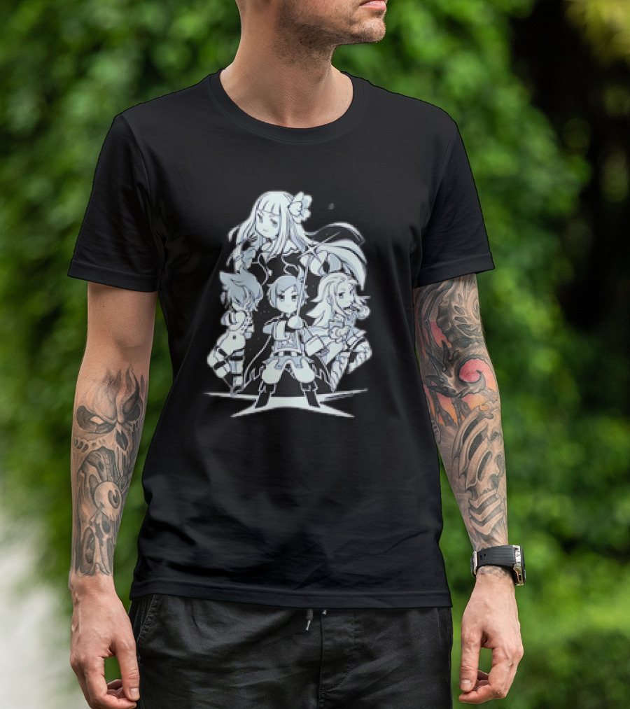 Bravely Default I'm Going All Out Anime Style Character Ensemble T-Shirt