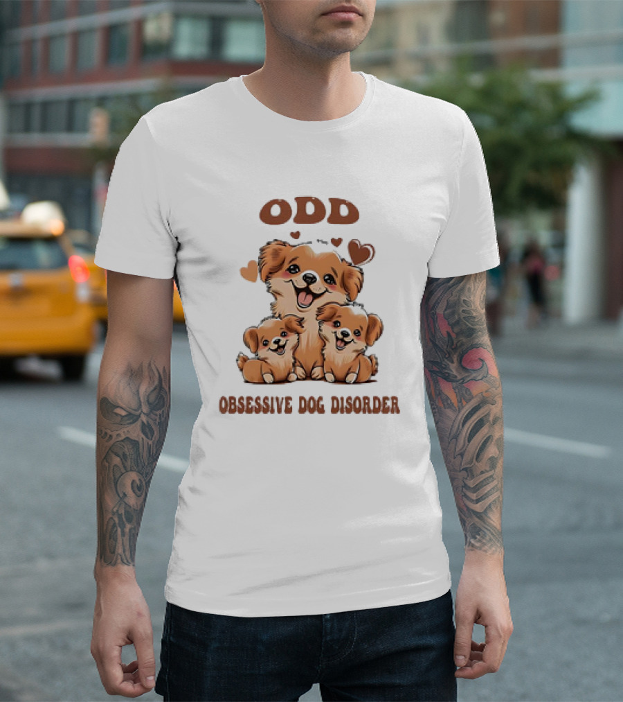 ODD Obsessive Dog Disorder Cute Puppy Family with Hearts T-Shirt