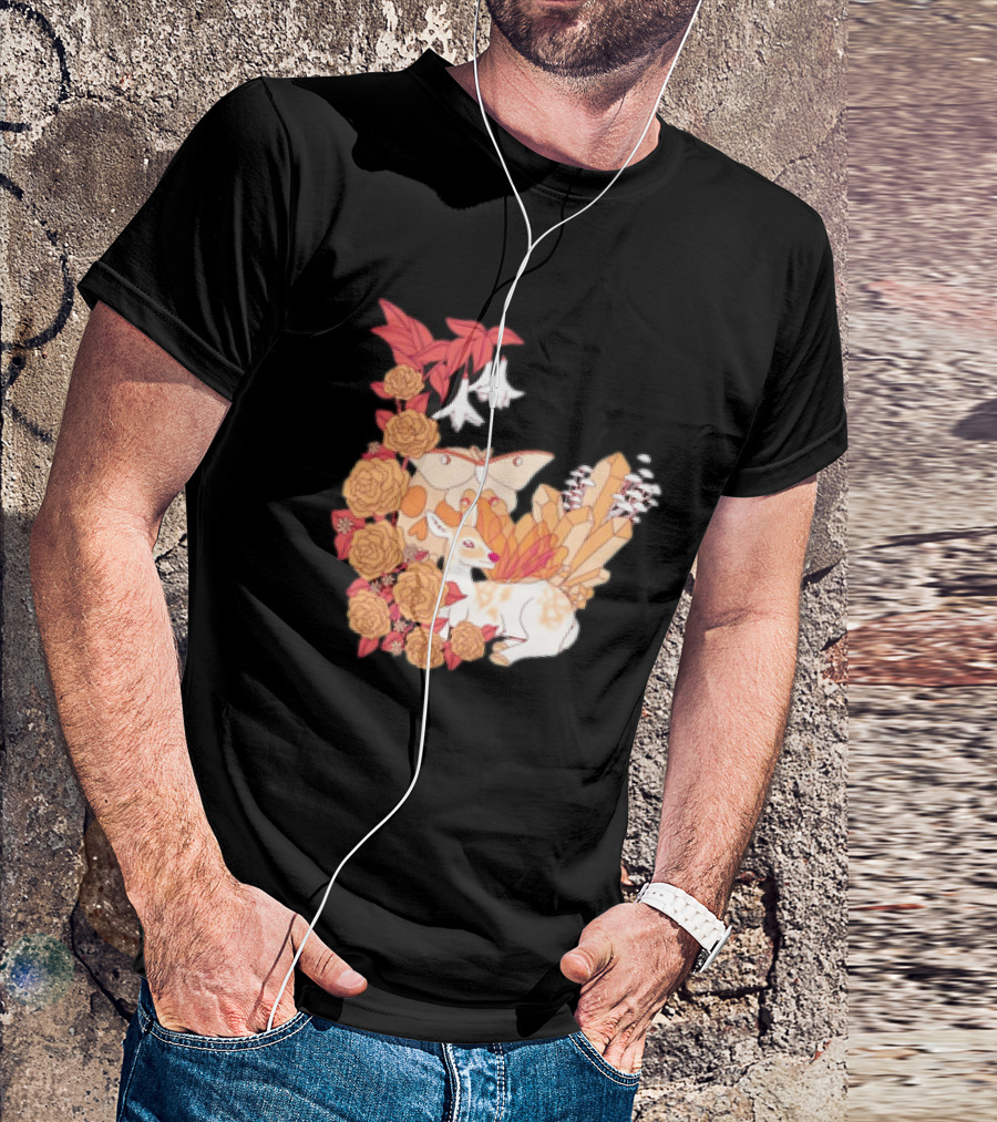 Mystical Forest Fawn Surrounded By Roses And Butterflies T-Shirt