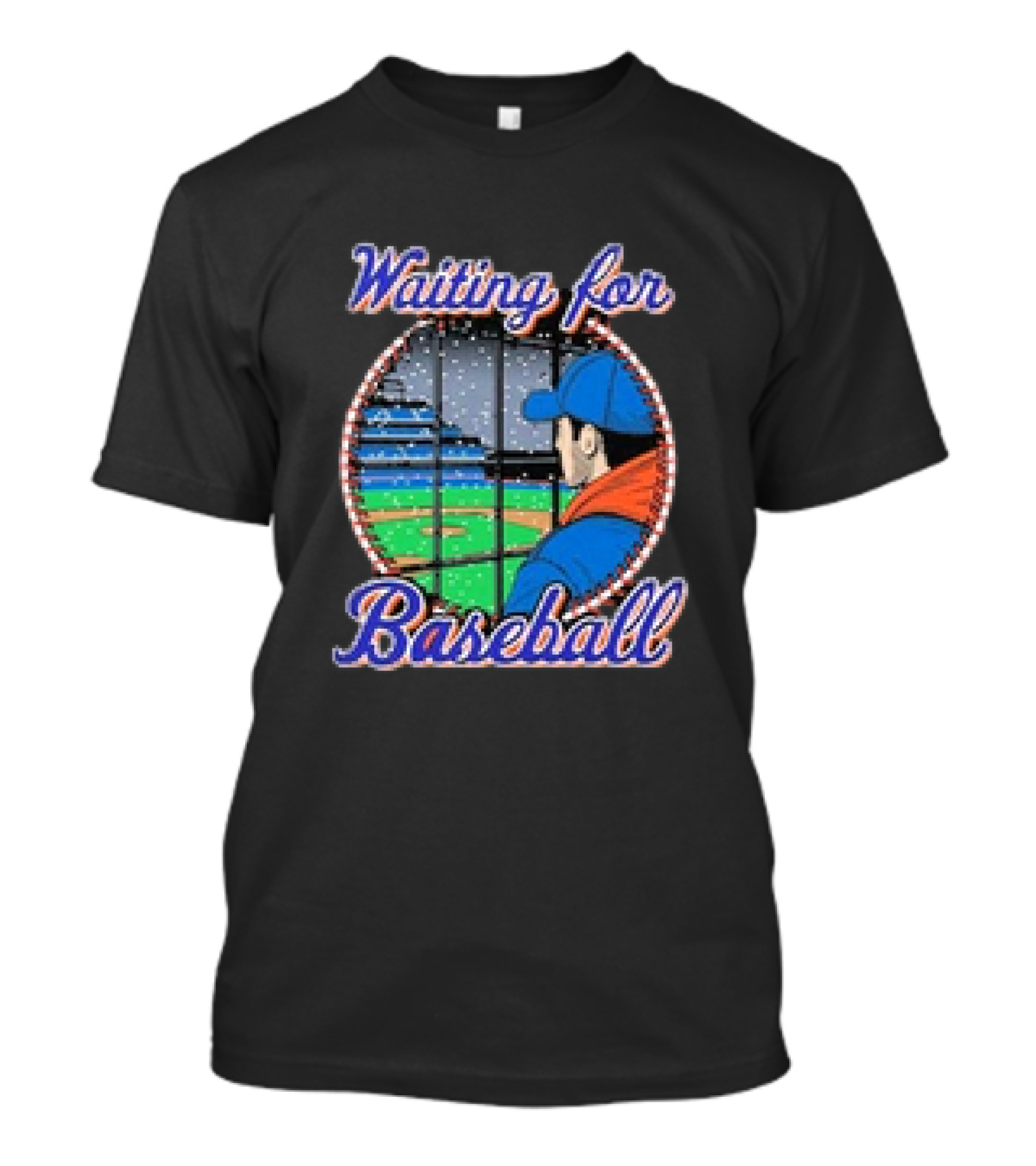 Waiting For Baseball Window View With Player In Cap And Jacket T-Shirt
