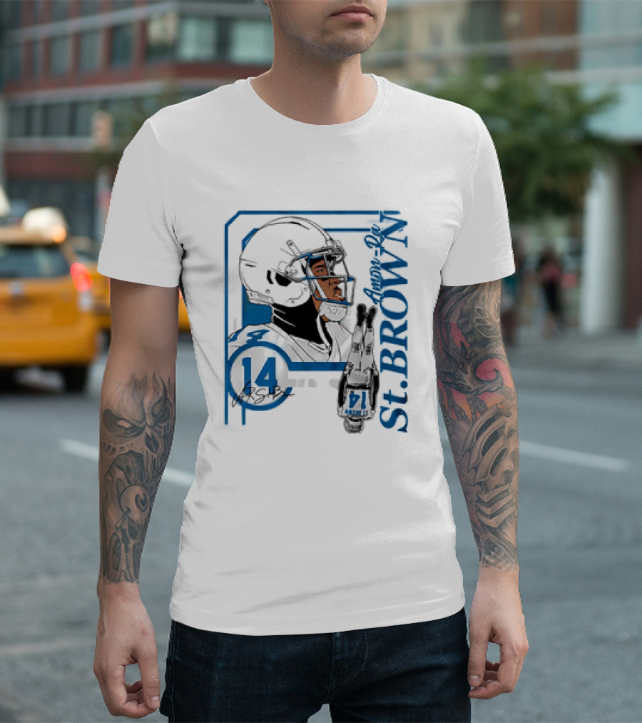 Amon-Ra St. Brown 14 Detroit Lions NFL Football Vintage Collage T-Shirt