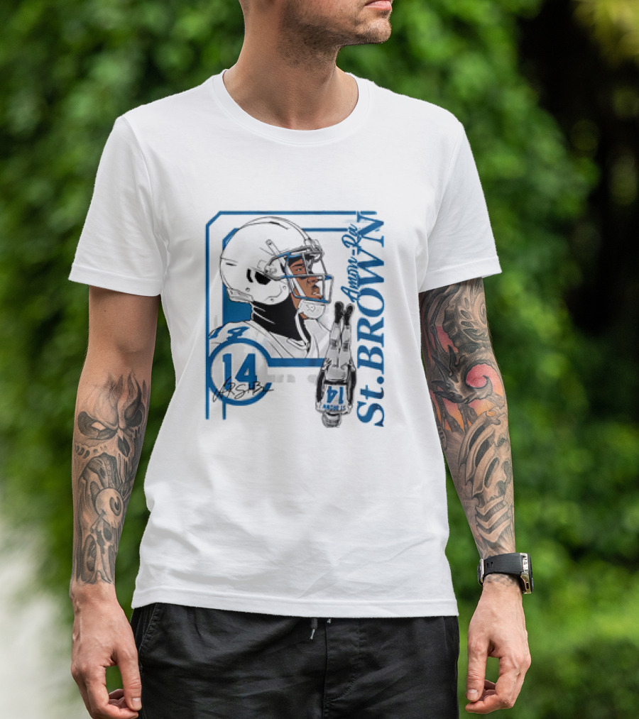 Amon-Ra St. Brown 14 Detroit Lions NFL Football Vintage Collage T-Shirt