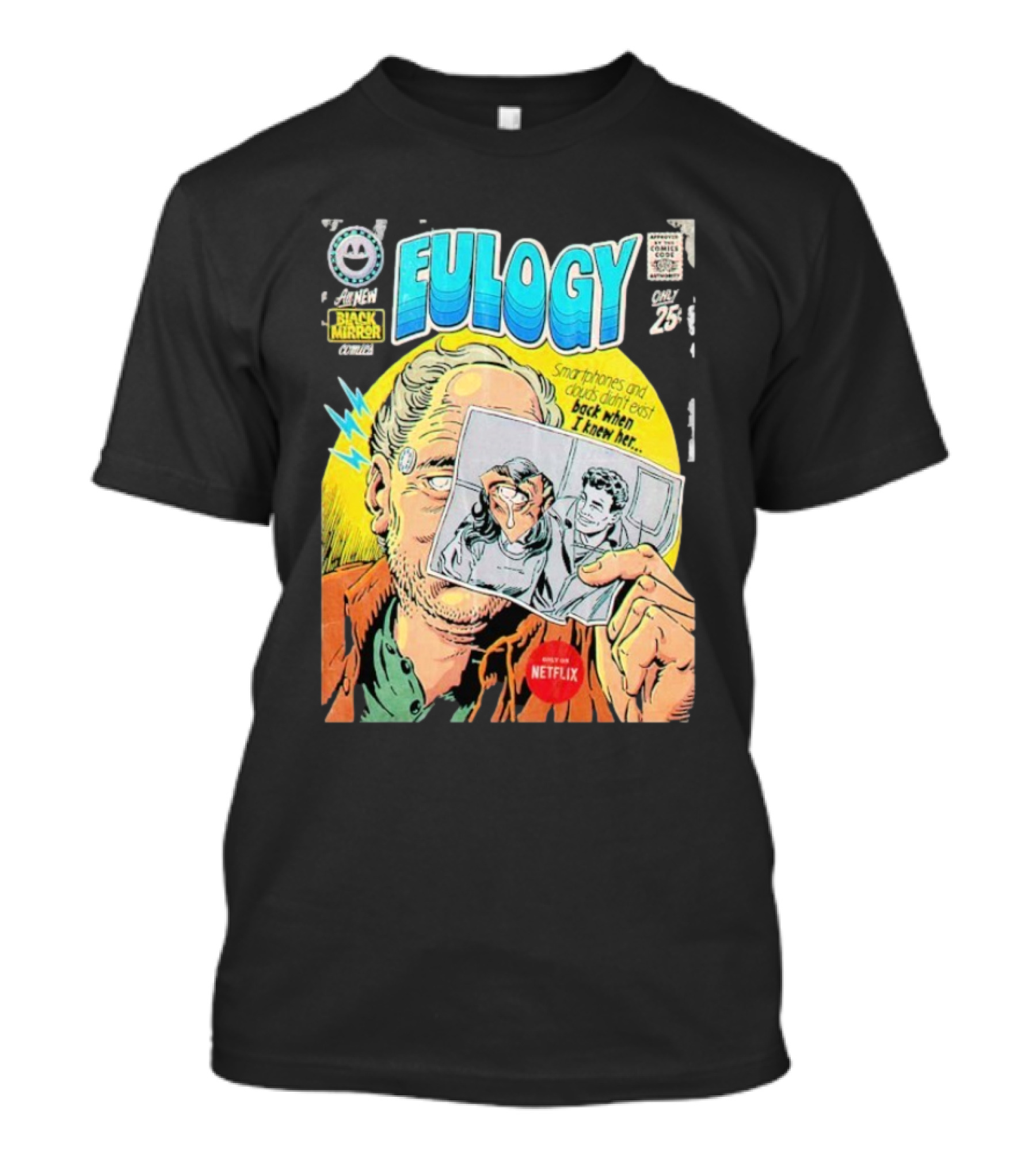 All New Black Mirror Comics Eulogy Smartphones Clouds By Butcher Billy Netflix T-Shirt