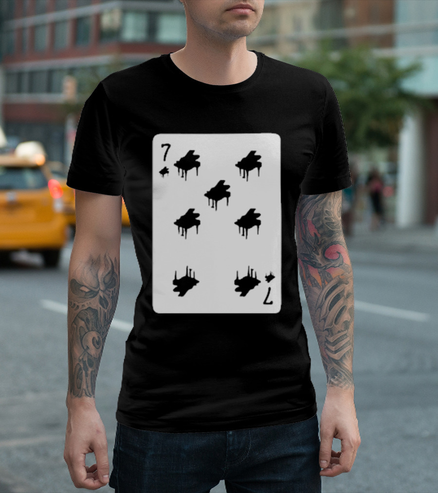 Seven of Spades Dripping Silhouette Card T-Shirt