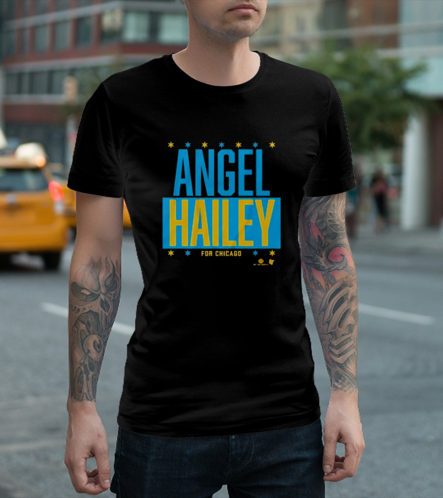"Angel Hailey For Chicago Basketball Stars Blue Yellow" T-Shirt