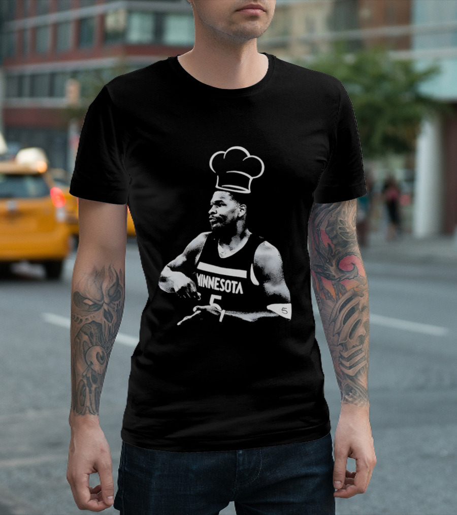 Anthony Edwards No.5 Minnesota Timberwolves Cooking Basketball Player Chef Hat T-Shirt