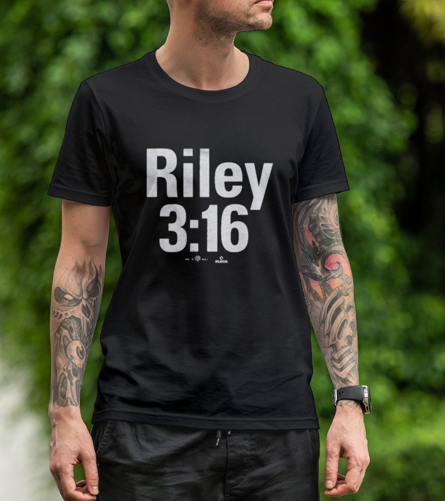 Riley 3:16 Baseball Themed Bold Text Design T-Shirt
