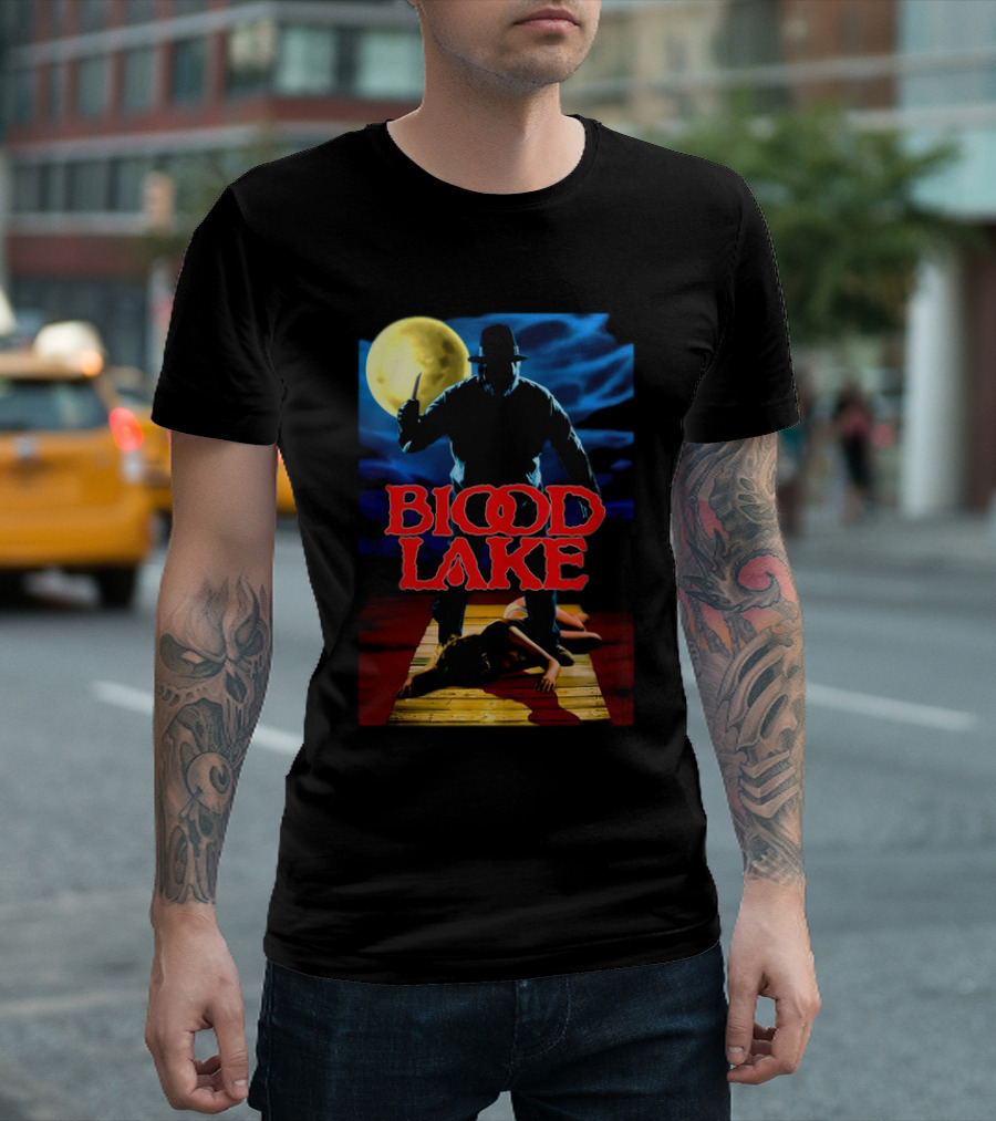 Blood Lake Horror Movie Moonlit Killer Silhouette T-Shirt