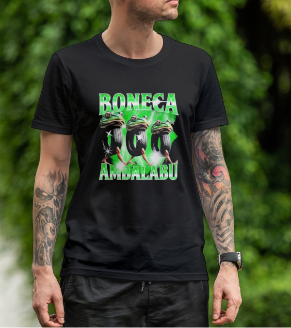 Boneca Ambalabu Frog Head With Tires And Green Lightning T-Shirt