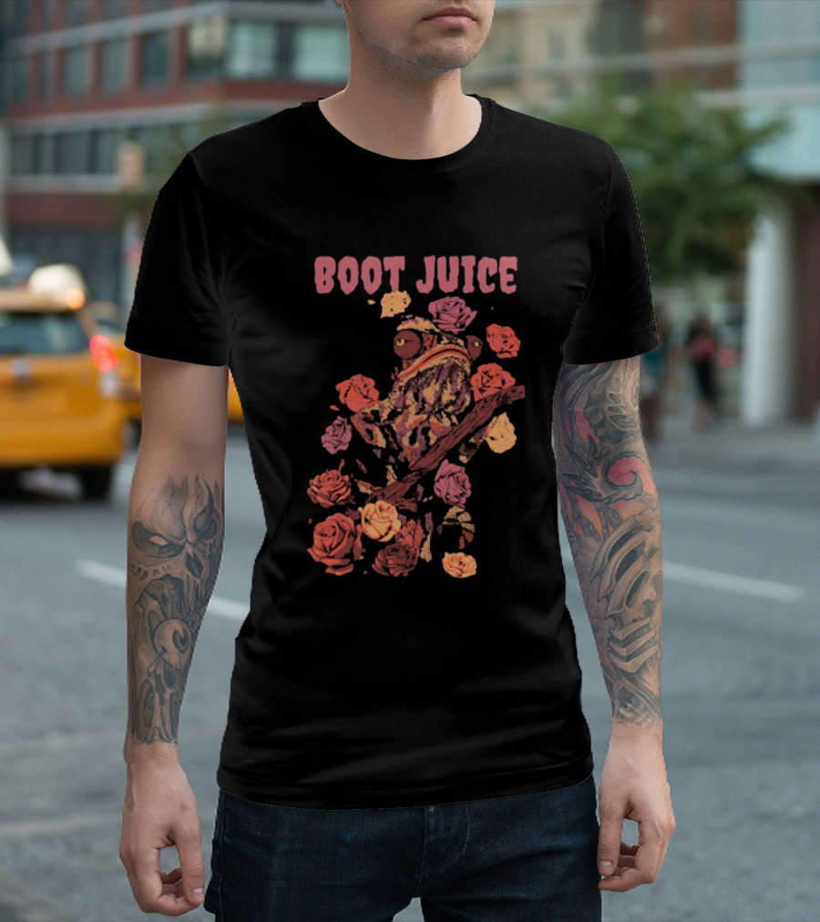 Boot Juice Chameleon Surrounded by Colorful Roses T-Shirt