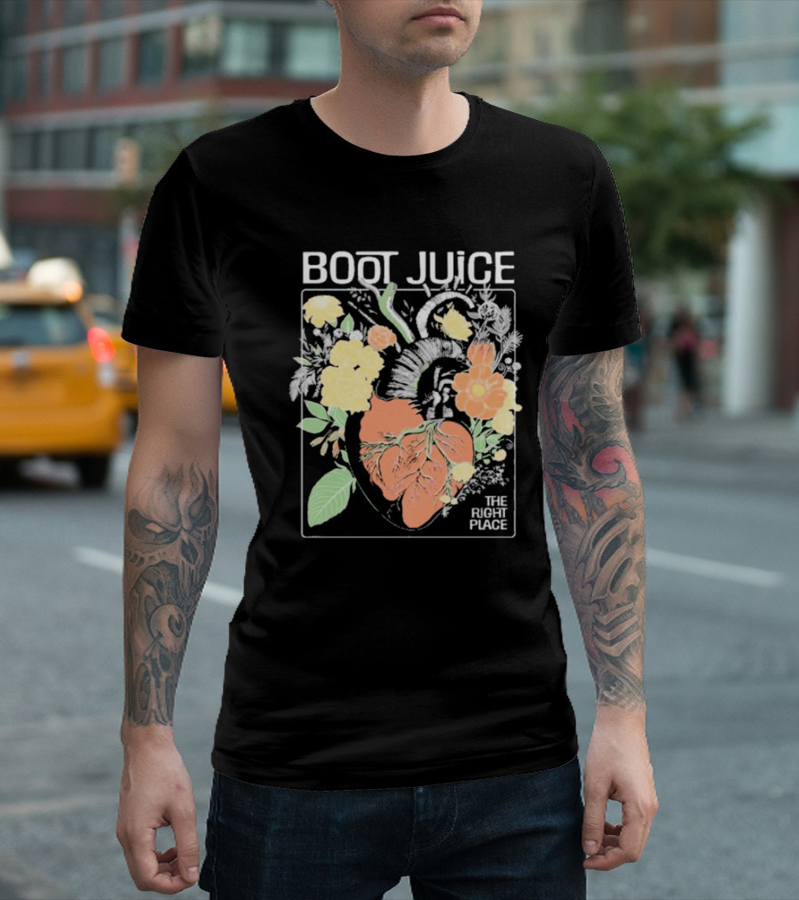 Boot Juice The Right Place Floral Heart Botanical Vintage Style T-Shirt