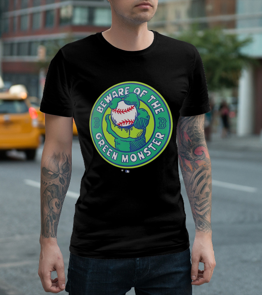 Boston Red Sox Beware of the Green Monster Baseball Iconic Fenway Park Imagery T-Shirt