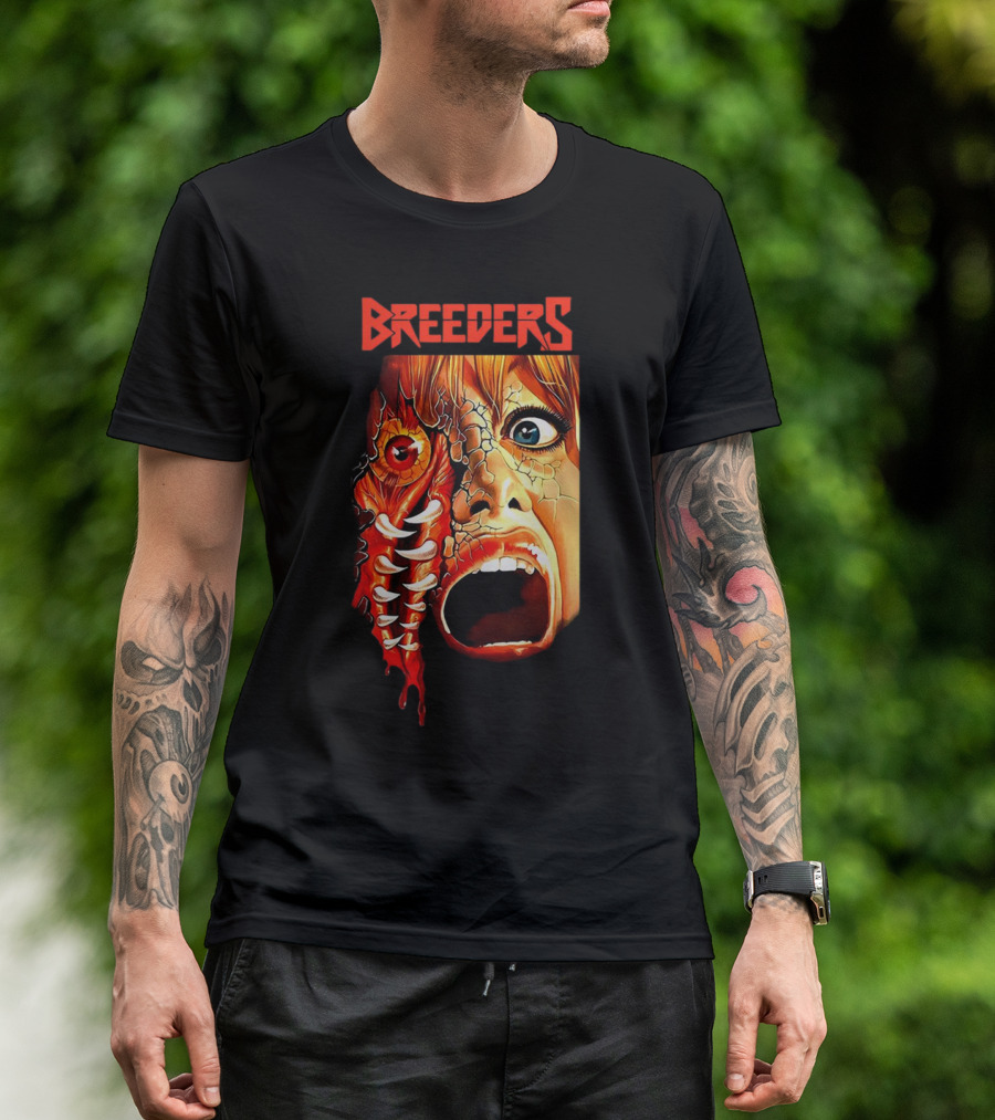 Breeders Horror Movie Artwork With Distorted Face And Eye T-Shirt