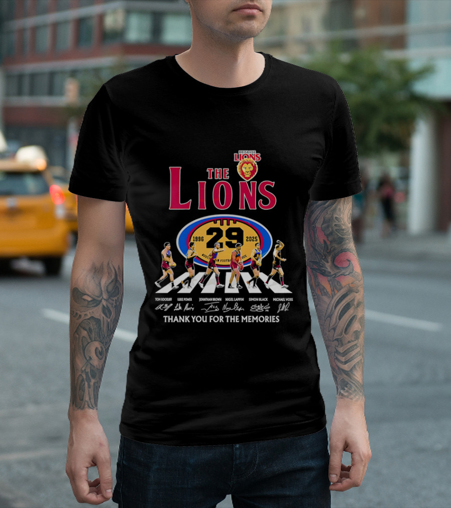 Brisbane Lions the Lions 29 Years 1996-2025 Thank You for the Memories Signatures T-Shirt
