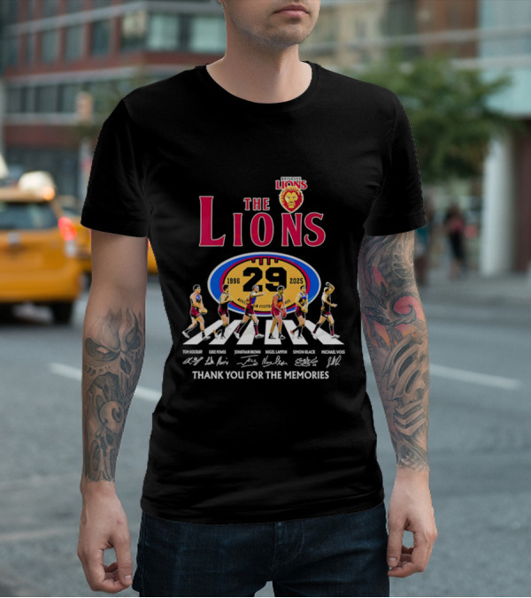 Brisbane Lions The Lions 29 Years 1996-2025 Thank You For The Memories Signatures T-Shirt