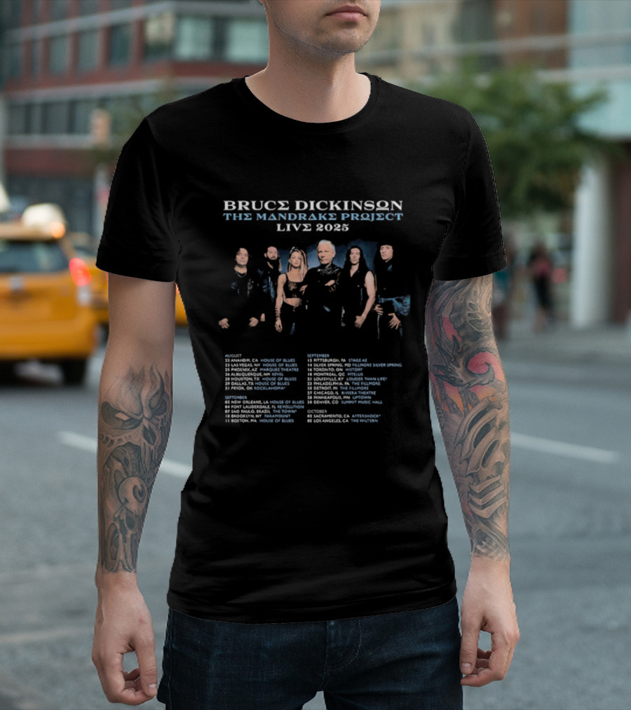 Bruce Dickinson The Mandrake Project Live 2025 North American Tour Dates T-Shirt