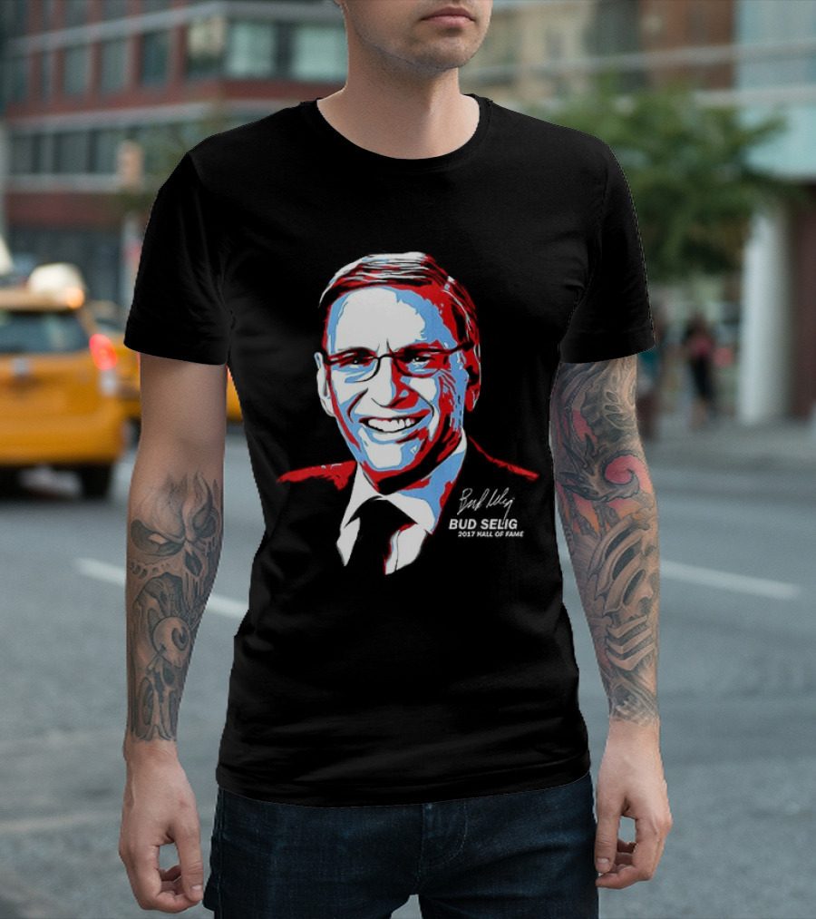 Bud Selig Commissioner Signature Red Blue White T-Shirt