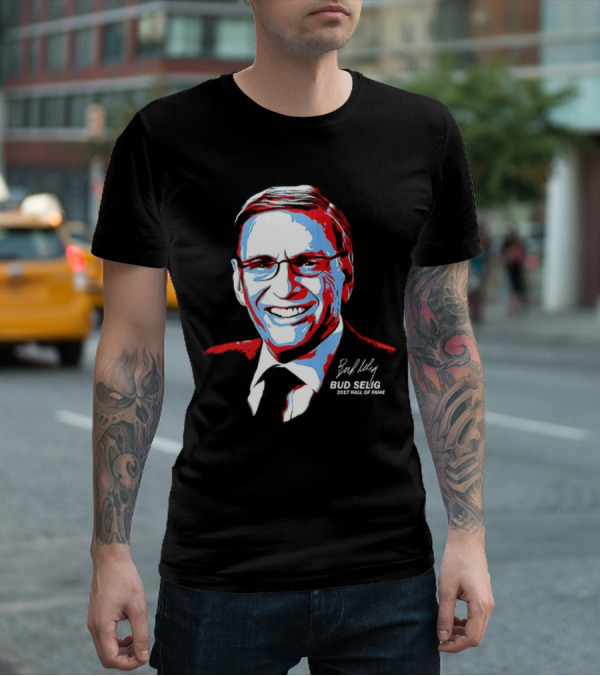 Bud Selig Commissioner Signature Red Blue White T-Shirt