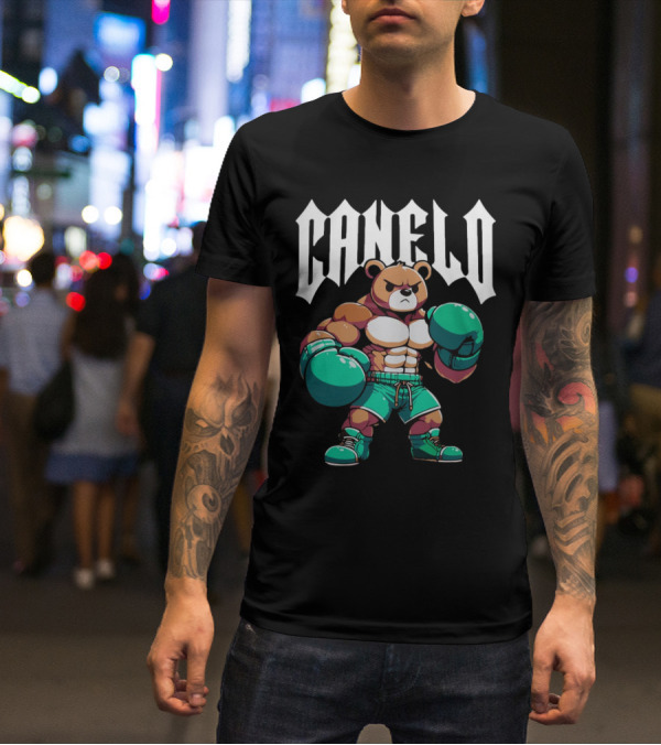 Canelo Bear Boxing Cartoon Bear With Gloves And Shorts T-Shirt