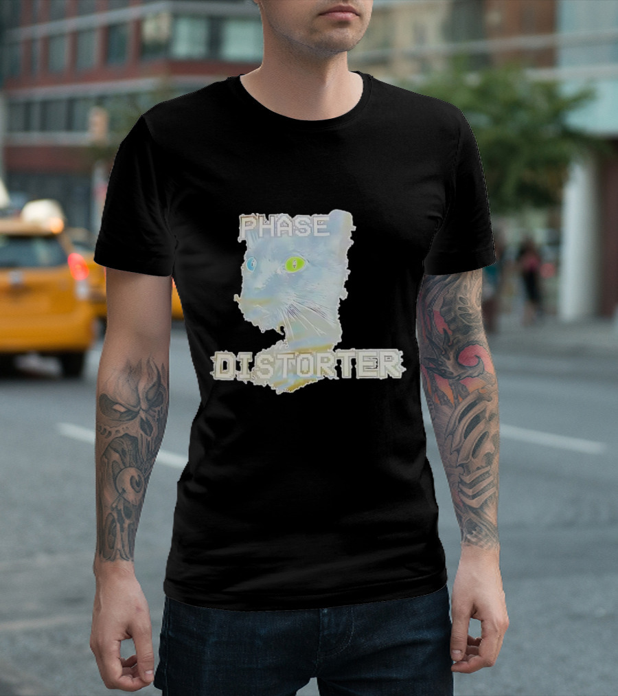 Cat Phase Distorter Optical Effect with Colorful Eyes T-Shirt