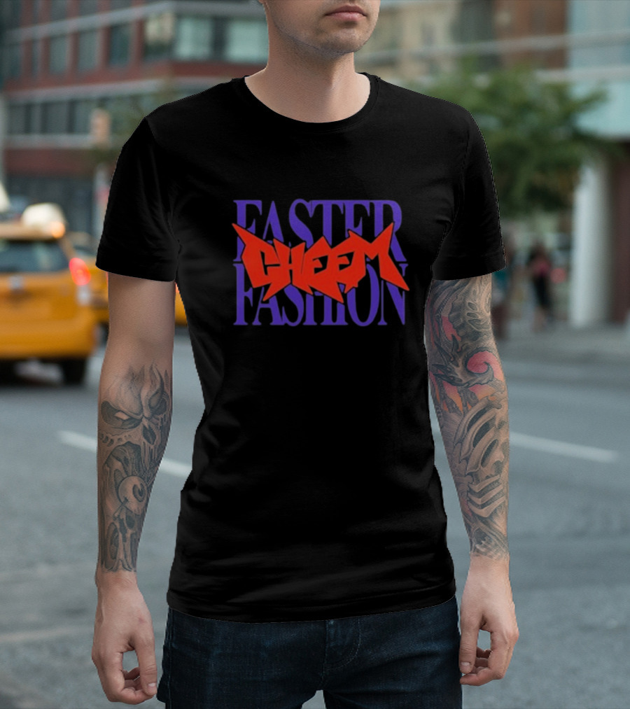 Faster Fashion Cheem Bold Red And Purple Typography T-Shirt