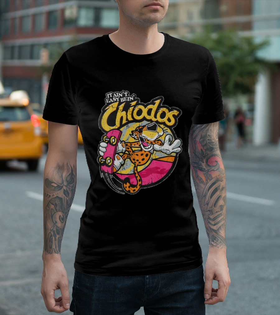 It Ain't Easy Bein' Chiodos Skateboard Cheetah Black T-Shirt