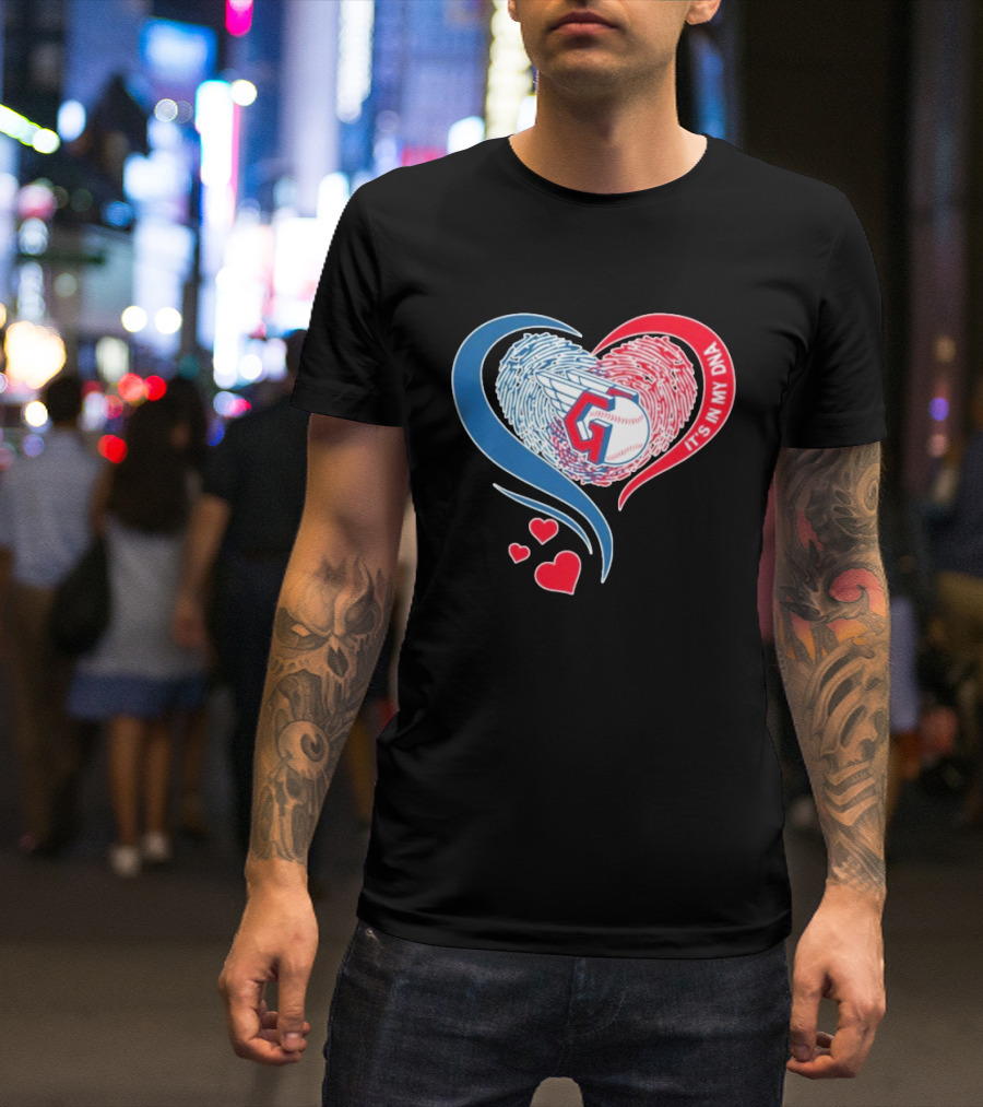 Cleveland Guardians It's In My DNA Heart Baseball Fingerprint T-Shirt