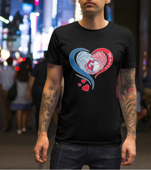 Cleveland Guardians It's In My DNA Heart Baseball Fingerprint T-Shirt