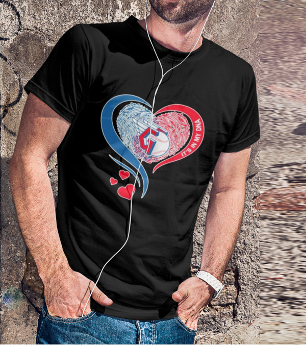 Cleveland Guardians It's In My DNA Heart Baseball Fingerprint T-Shirt