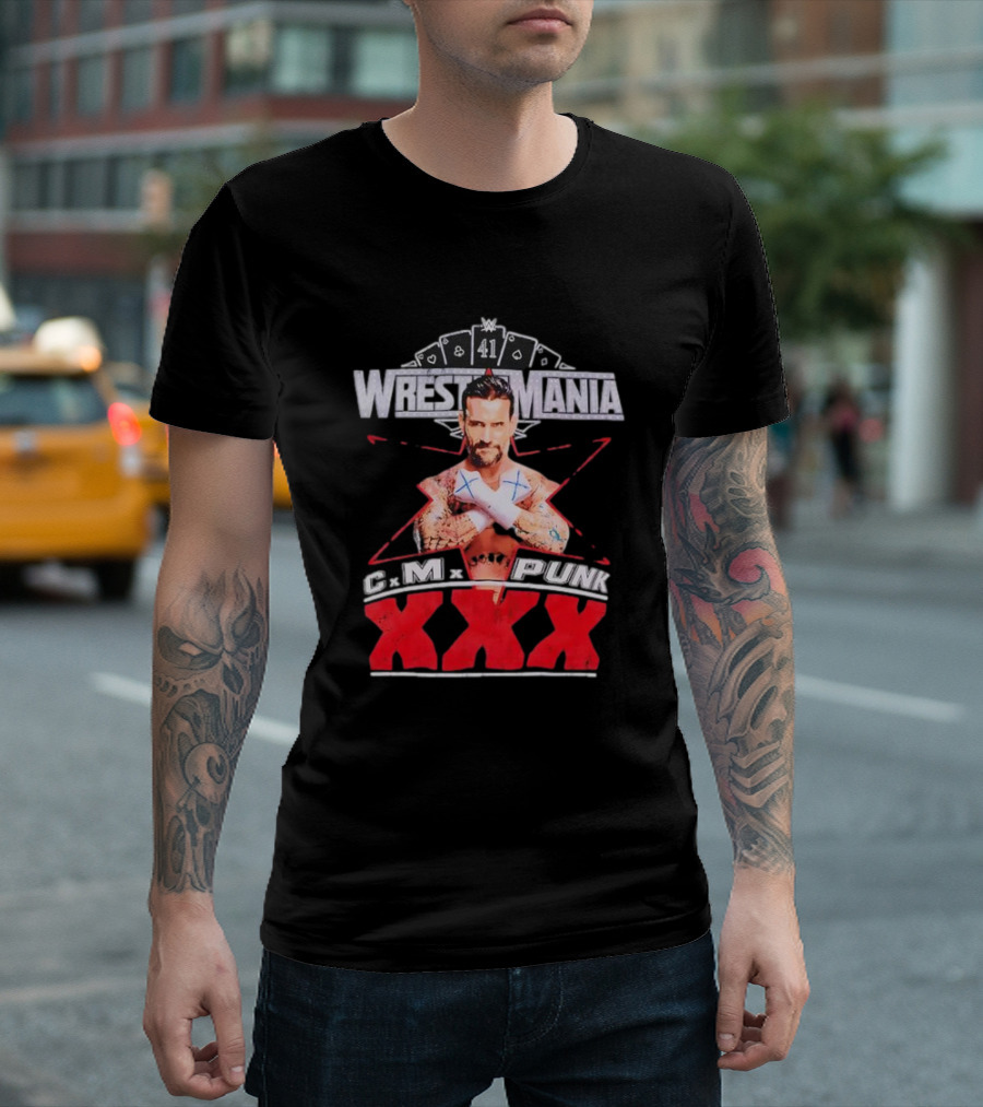 CM Punk WrestleMania XXX 41 Playing Cards Theme T-Shirt