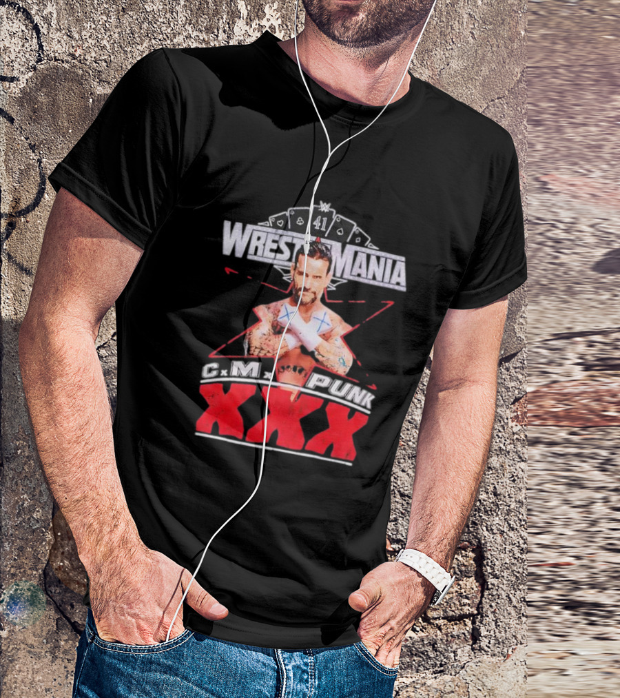 CM Punk WrestleMania XXX 41 Playing Cards Theme T-Shirt