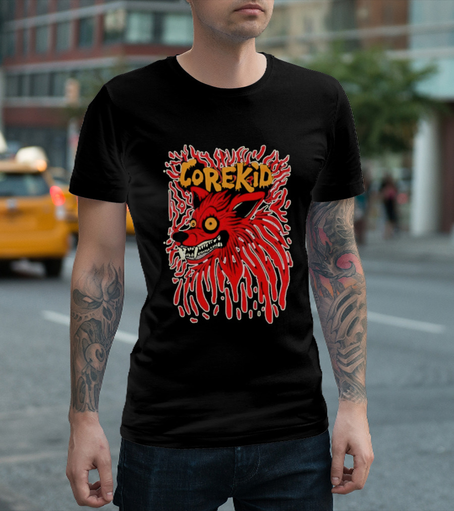Corekid Blood Wolf Fiery Red Canine Artwork T-Shirt