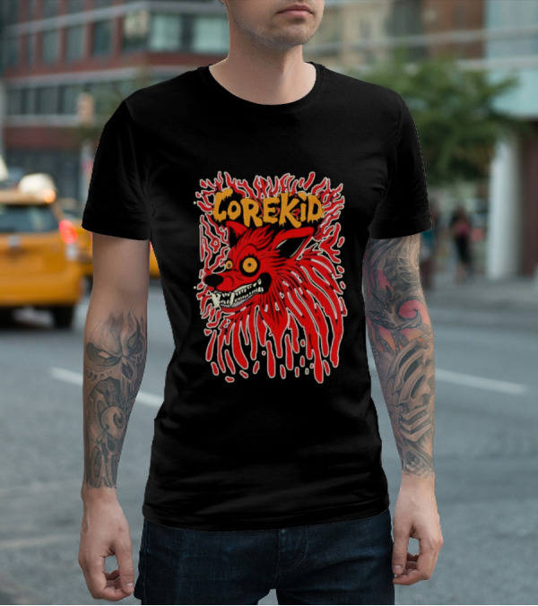 Corekid Blood Wolf Fiery Red Canine Artwork T-Shirt