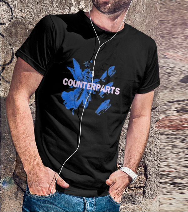 Counterparts Angel Eulogy Blue Angelic Figure With Pink Typography T-Shirt