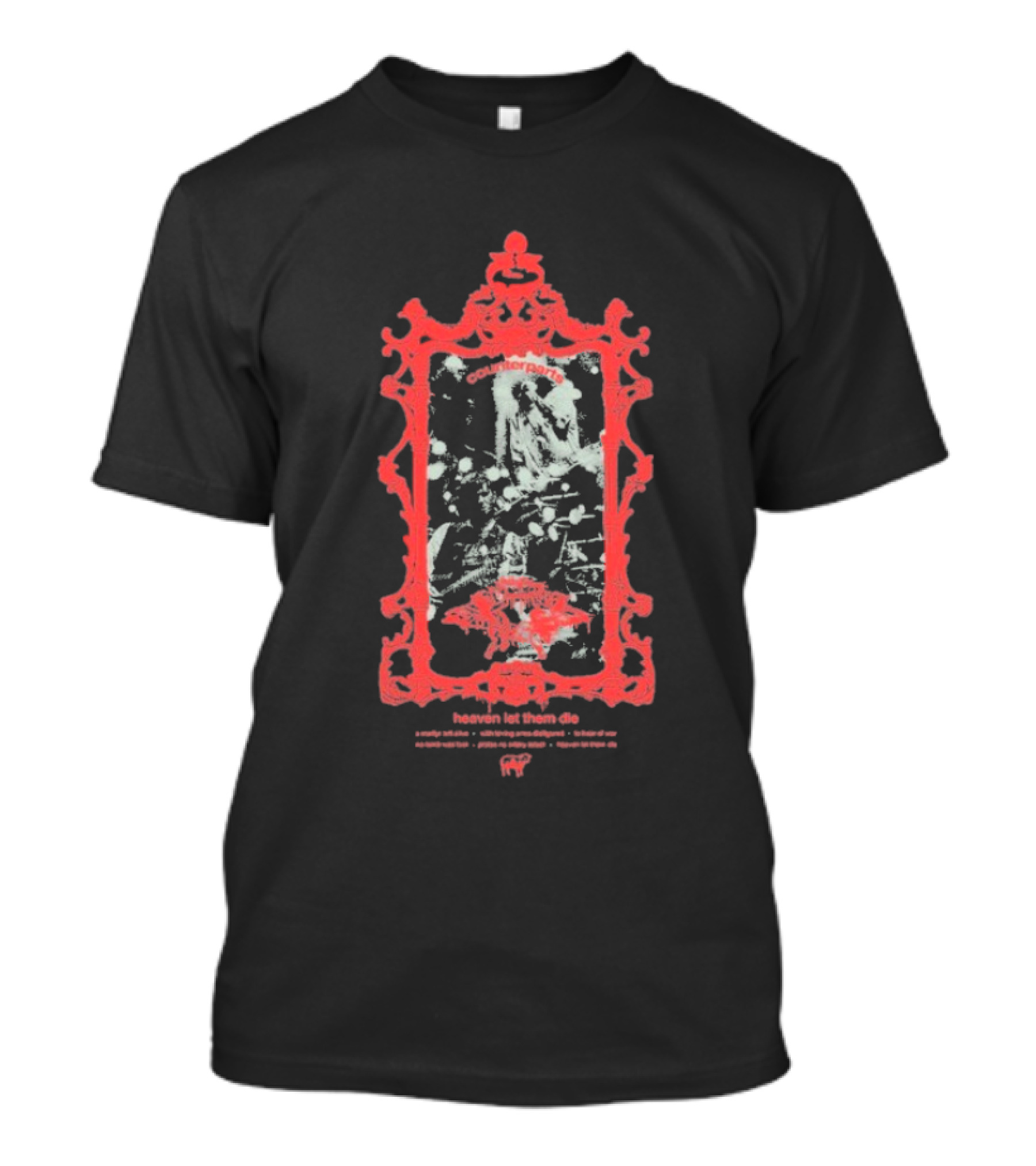Counterparts Heaven Let Them Die Angel Faded Ornate Red Frame T-Shirt