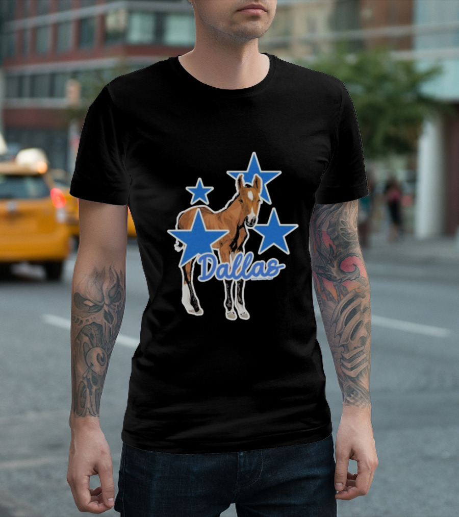 Dallas Horse With Blue Stars Iconic Design T-Shirt