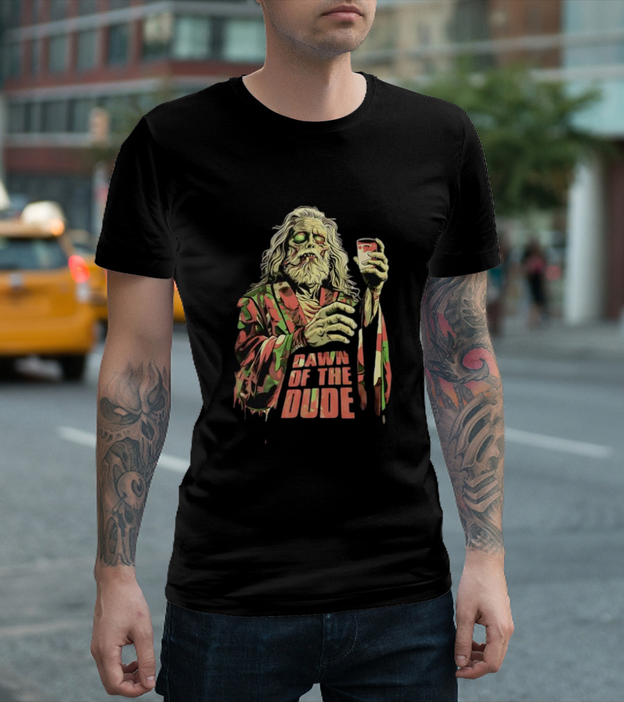 Zombie Dude Camo Robe Holding Drink Zombie of the Dude T-Shirt