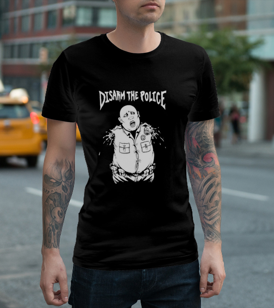 Disarm The Police Cartoon Officer Pop Art Style T-Shirt
