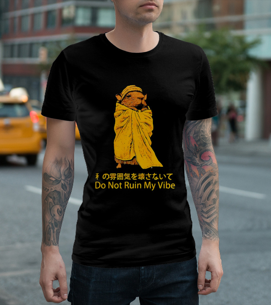 Do Not Ruin My Vibe Hamster Wrapped In Blanket With Japanese Text T-Shirt