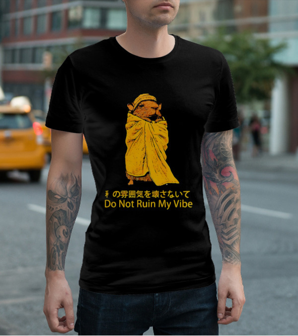 Do Not Ruin My Vibe Hamster Wrapped In Blanket With Japanese Text T-Shirt