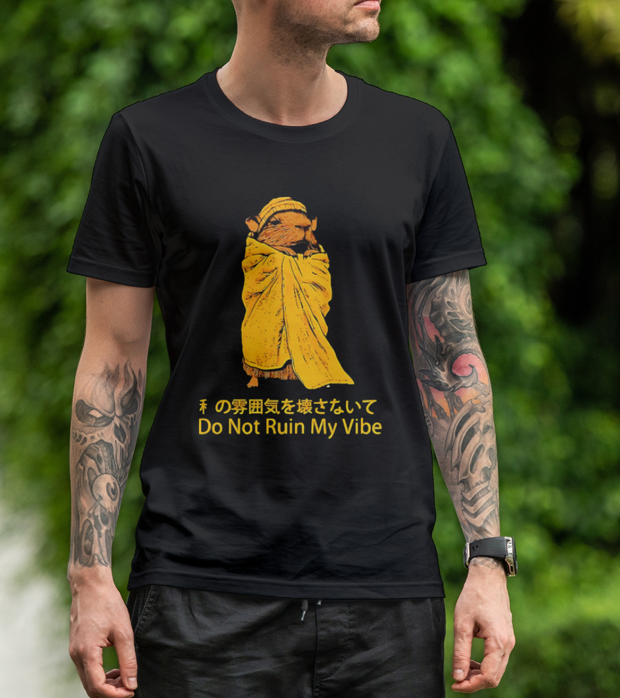 Do Not Ruin My Vibe Hamster Wrapped In Blanket With Japanese Text T-Shirt