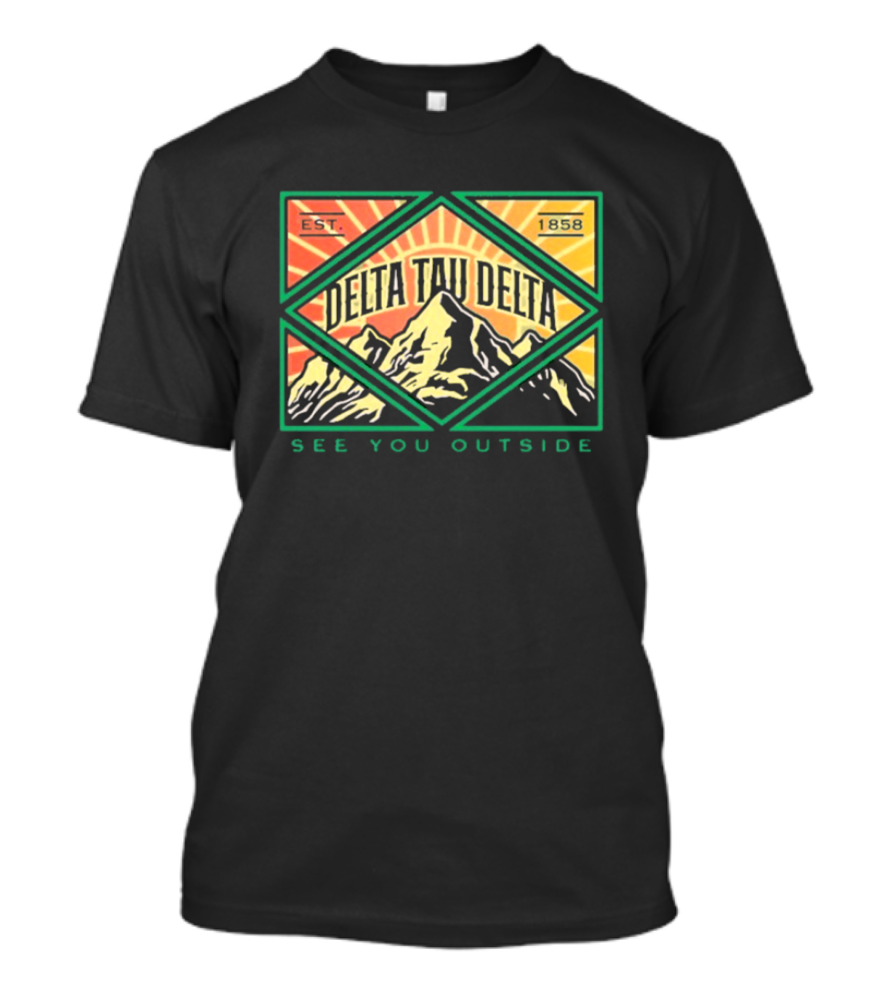 Delta Tau Delta See You Outside 1858 Mountain Sunburst T-Shirt