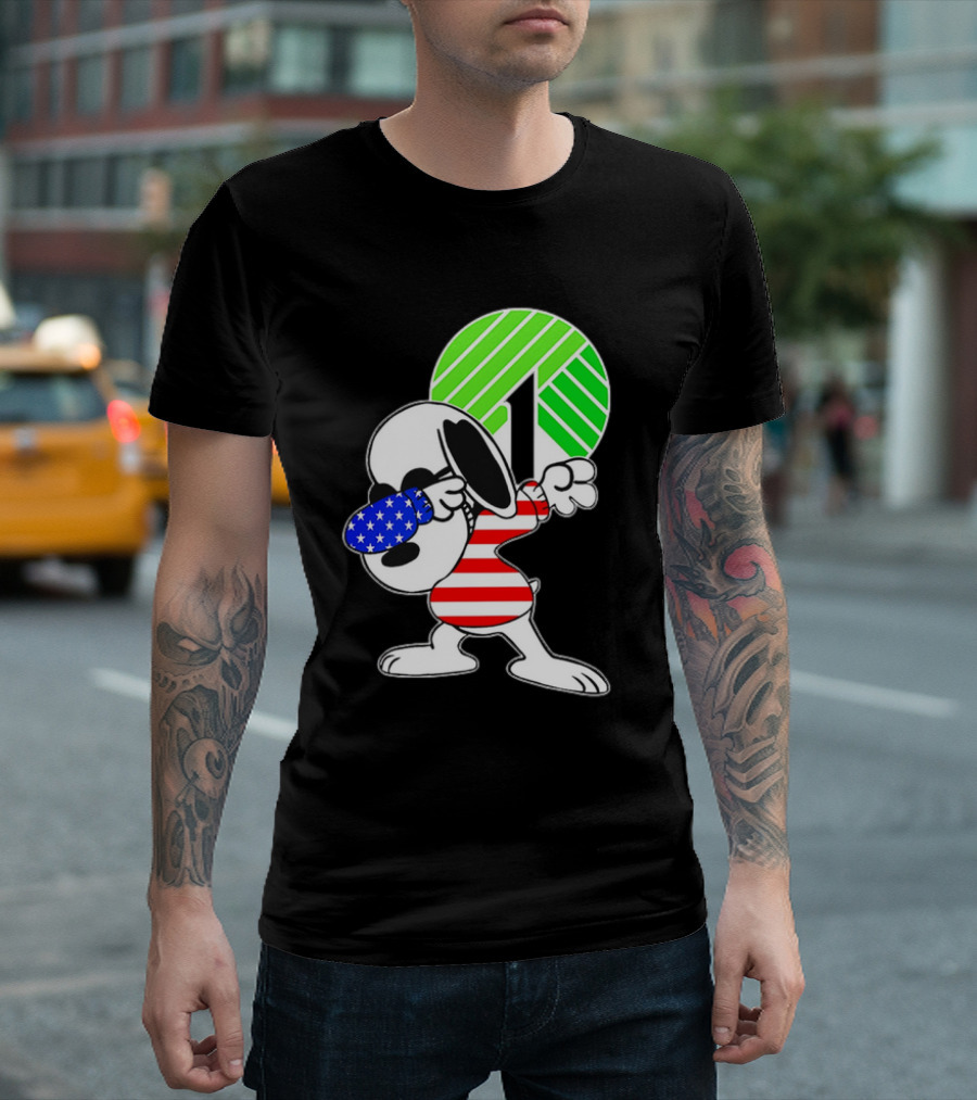 Dollar Tree Snoopy Dabbing American Flag Costume T-Shirt