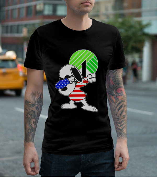 Dollar Tree Snoopy Dabbing American Flag Costume T-Shirt