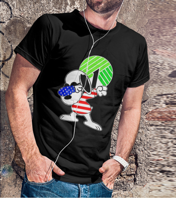 Dollar Tree Snoopy Dabbing American Flag Costume T-Shirt