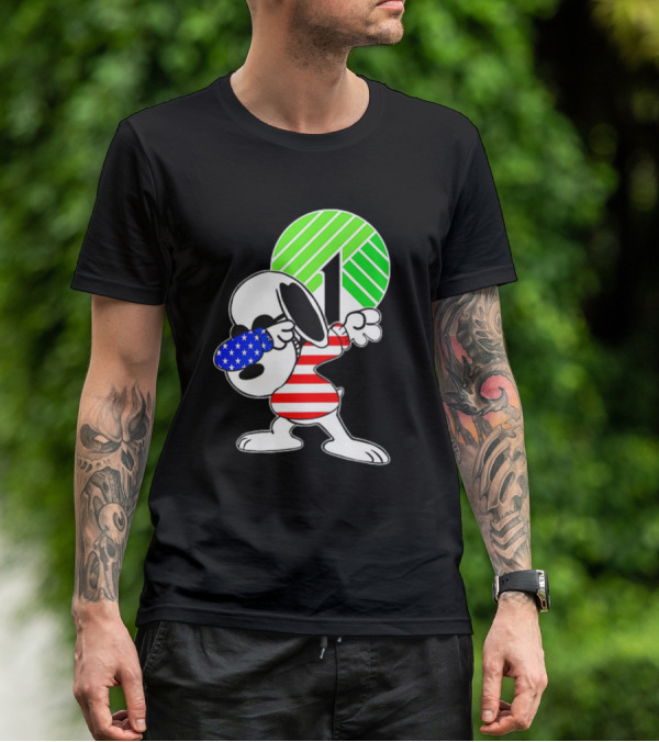 Dollar Tree Snoopy Dabbing American Flag Costume T-Shirt