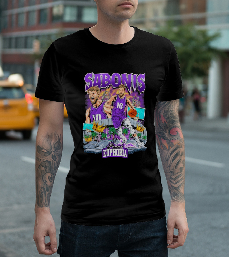 Sabonis Planet Euphoria Basketball Number 10 Purple Jersey T-Shirt