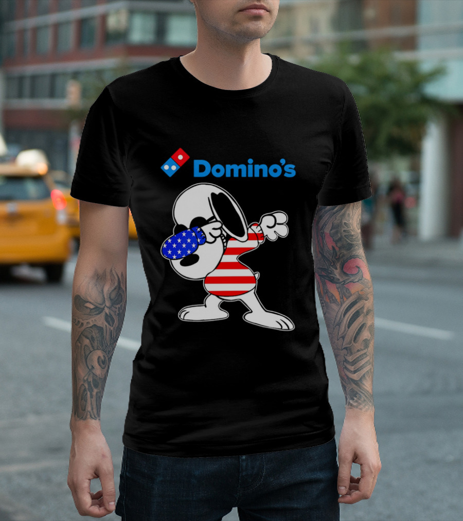 Domino’s Snoopy Dabbing American Flag Style T-Shirt