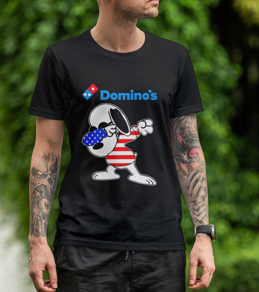 Domino’s Snoopy Dabbing American Flag Style T-Shirt