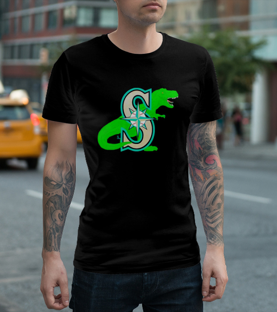 Seattle Mariners Dinosaur Baseball Team Emblem T-Shirt